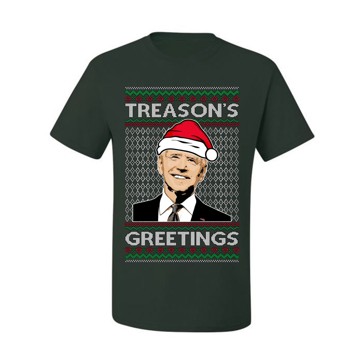 Treason's Greetings Biden President Humor Ugly Christmas Sweater, Christmas Gifts, Funny Xmas Gift Idea, Men's T-Shirt