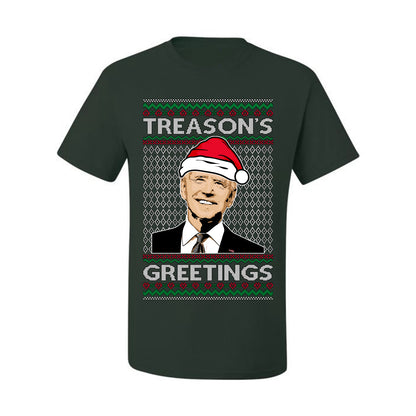 Treason's Greetings Biden President Humor Ugly Christmas Sweater, Christmas Gifts, Funny Xmas Gift Idea, Men's T-Shirt
