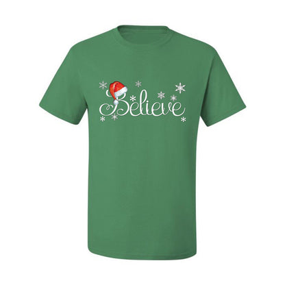 Men's Christmas  Shirt Snowflake Santa Hat Believe  Ugly Christmas T-shirt  Ugly Christmas  Men's T-Shirt