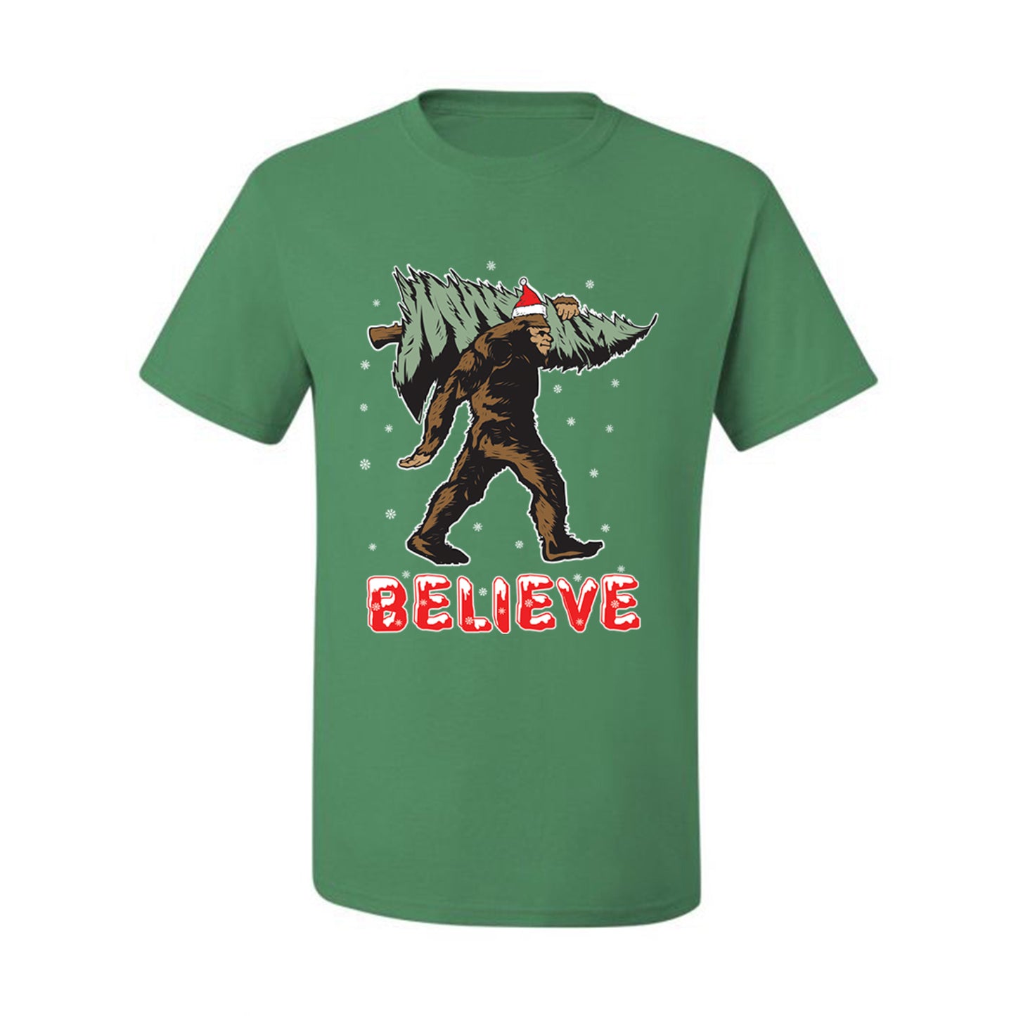 Men's Christmas  Shirt Believe Santa Sasquatch Bigfoot Wild Bobby Ugly Christmas T-shirt  Ugly Christmas  Men's T-Shirt