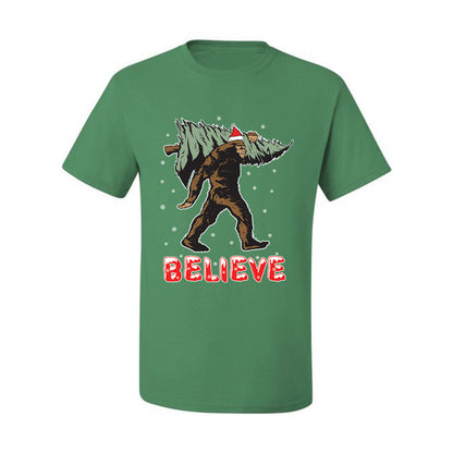 Men's Christmas  Shirt Believe Santa Sasquatch Bigfoot Wild Bobby Ugly Christmas T-shirt  Ugly Christmas  Men's T-Shirt