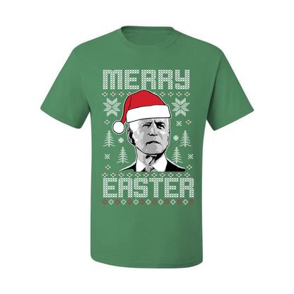 Funny  Ugly Xmas Holiday Tshirt  Merry Easter Biden Santa Hat Ugly Christmas Tshirt Men's Graphic T-Shirt Ugly Christmas  Men's T-Shirt