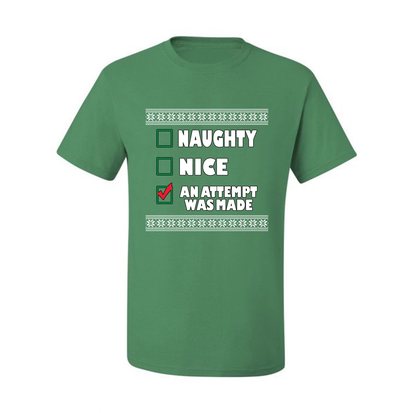 Attempted to be Naughty and Nice Men's Ugly T-shirt for Christmas  Shirt Ugly Christmas T-shirt  Ugly Christmas  Men's T-Shirt