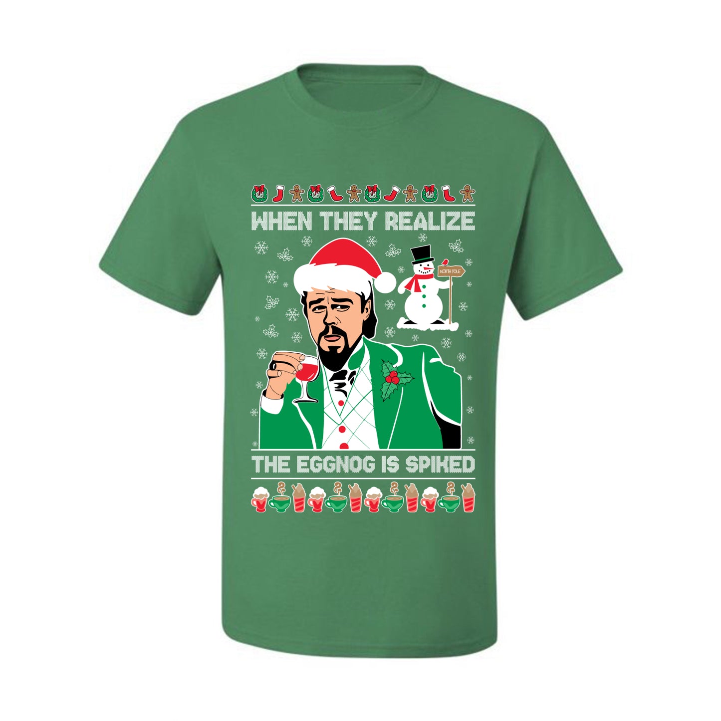 Funny  Ugly Xmas Graphic  T-shirt Leo The Eggnog Meme  Ugly Christmas T-shirt  Ugly Christmas  Men's T-Shirt