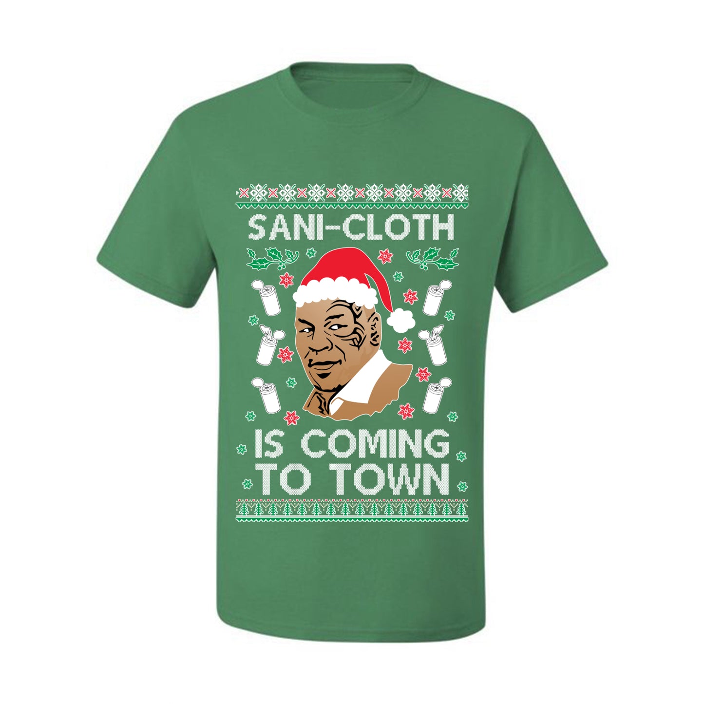 Ugly Xmas Tshirt  Graphic , Mike Tyson, Sani Cloth is Coming to Town, Wild Bobby Ugly Christmas Tshirt Men's Graphic T-Shirt Ugly Christmas  Men's T-Shirt