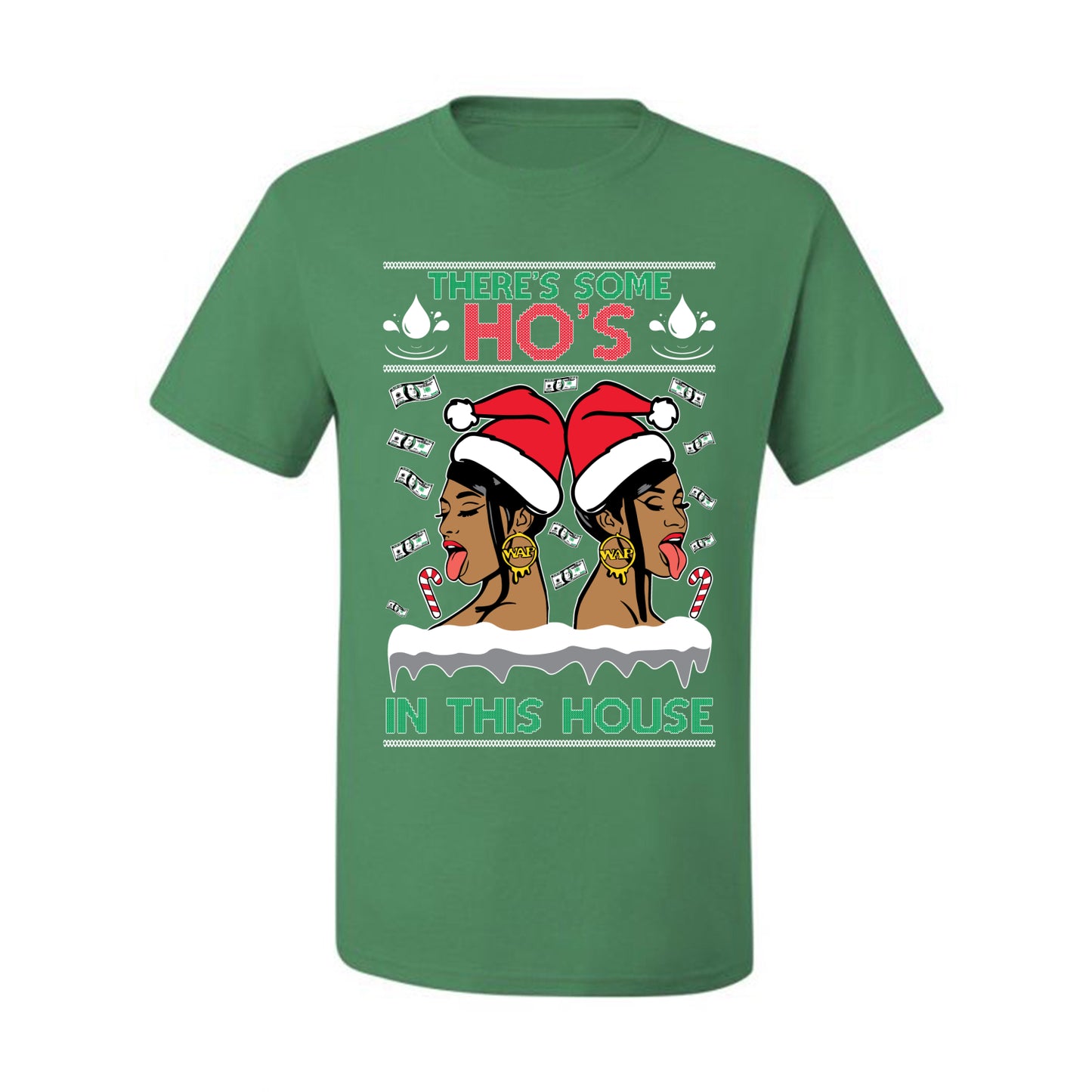 Woman Rapper Ho's In This House, Christmas Gifts, Funny Xmas Gift Idea, Ugly Christmas Sweater Men's T-Shirt