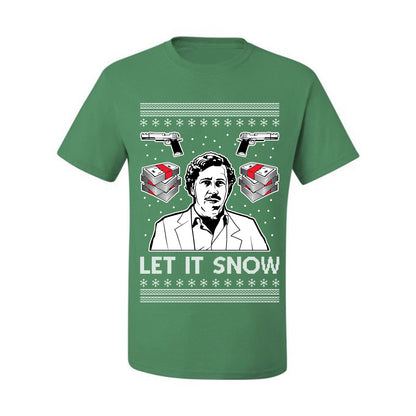 Ugly Christmas Tshirt , Escobar Let It Snow Ugly Christmas Tshirt Men's Graphic T-Shirt Ugly Christmas  Men's T-Shirt