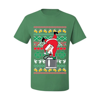 Ugly Xmas Graphic  T-shirt  Drunk Keg Stand Beer Drinking Santa Ugly Christmas T-shirt  Ugly Christmas  Men's T-Shirt