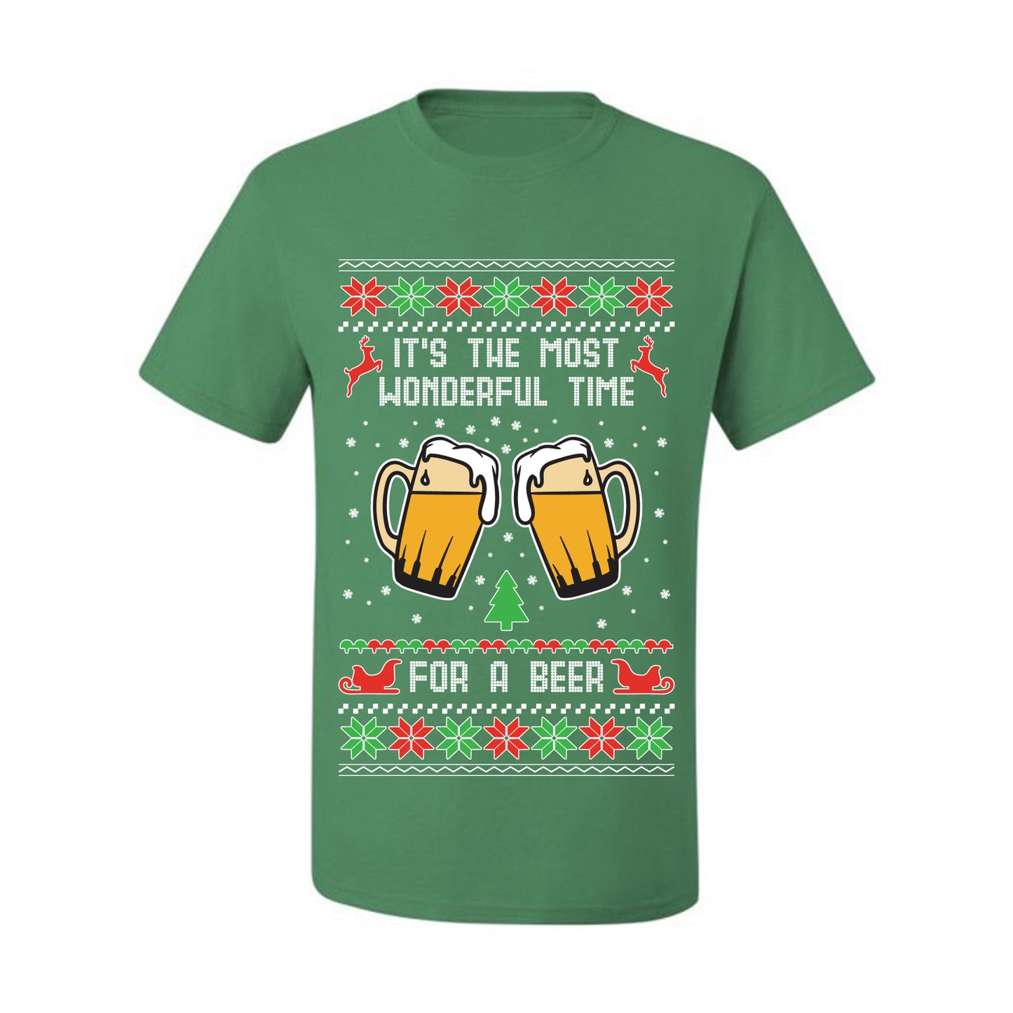 Men's Ugly Christmas Tshirt  Shirt, "It's The Most Wonderful Time for a Beer" Ugly Christmas Tshirt Men's Graphic T-Shirt Ugly Christmas  Men's T-Shirt