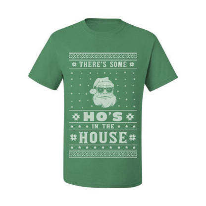 Ugly Xmas Holiday Graphic  Theres Some Hos in the House Santa Ugly Christmas T-shirt  Ugly Christmas  Men's T-Shirt