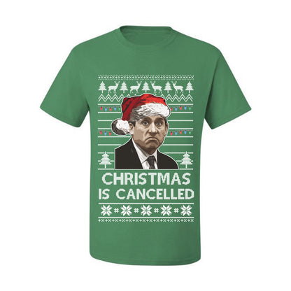Men's Ugly T-shirt for Christmas  Shirt Michael Scott Office "Christmas Is Cancelled" Ugly Christmas T-shirt  Ugly Christmas  Men's T-Shirt