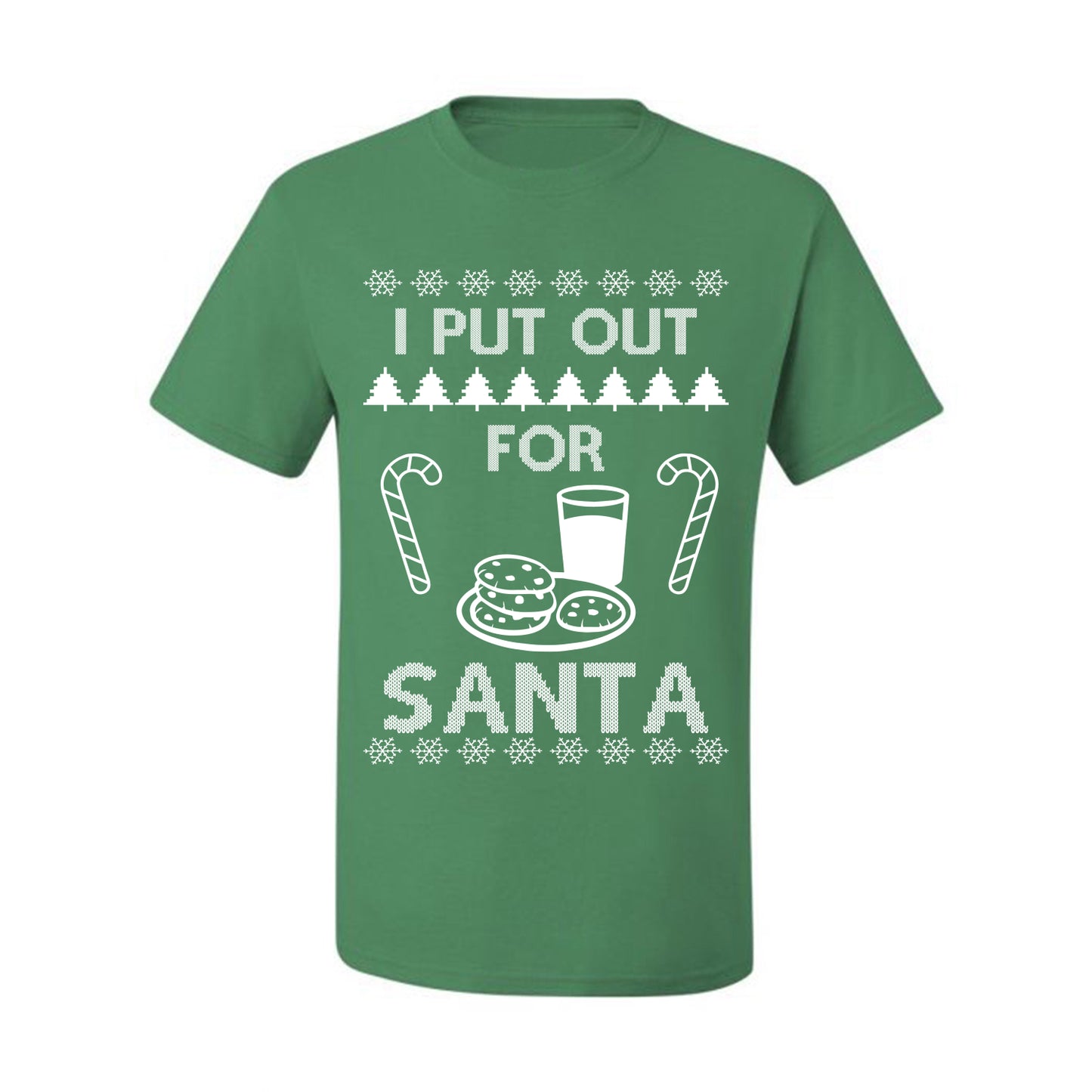 Funny Adult Men's Ugly Holiday Xmas Tshirt, "I Put Out for Santa", Milk Cookies Candy Ugly Christmas Tshirt Men's Graphic T-Shirt Ugly Christmas  Men's T-Shirt