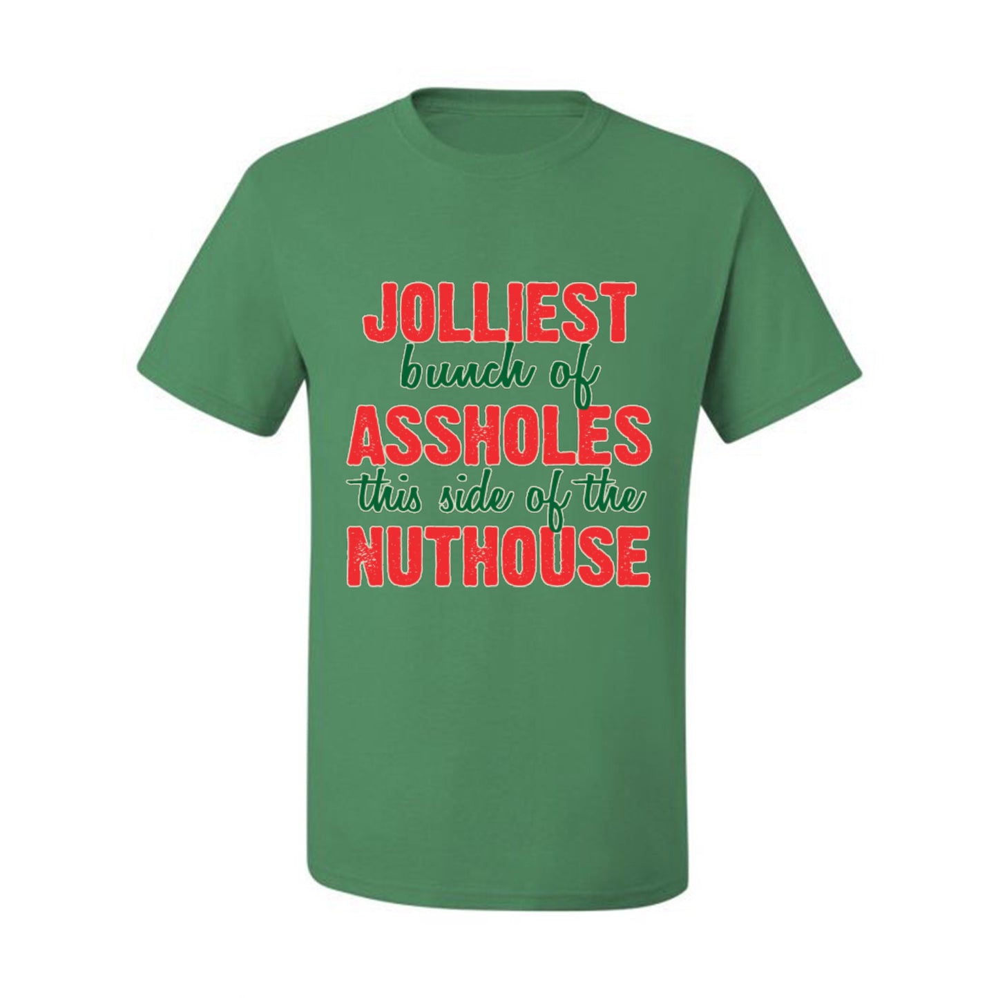 Ugly Christmas Butcher Graphic , Cooking BBQ Grilling Kitchen, "Jolliest Bunch of Assholes This Side of Nuthouse", Wild Bobby Ugly Christmas Tshirt Men's Graphic T-Shirt Ugly Christmas  Men's T-Shirt
