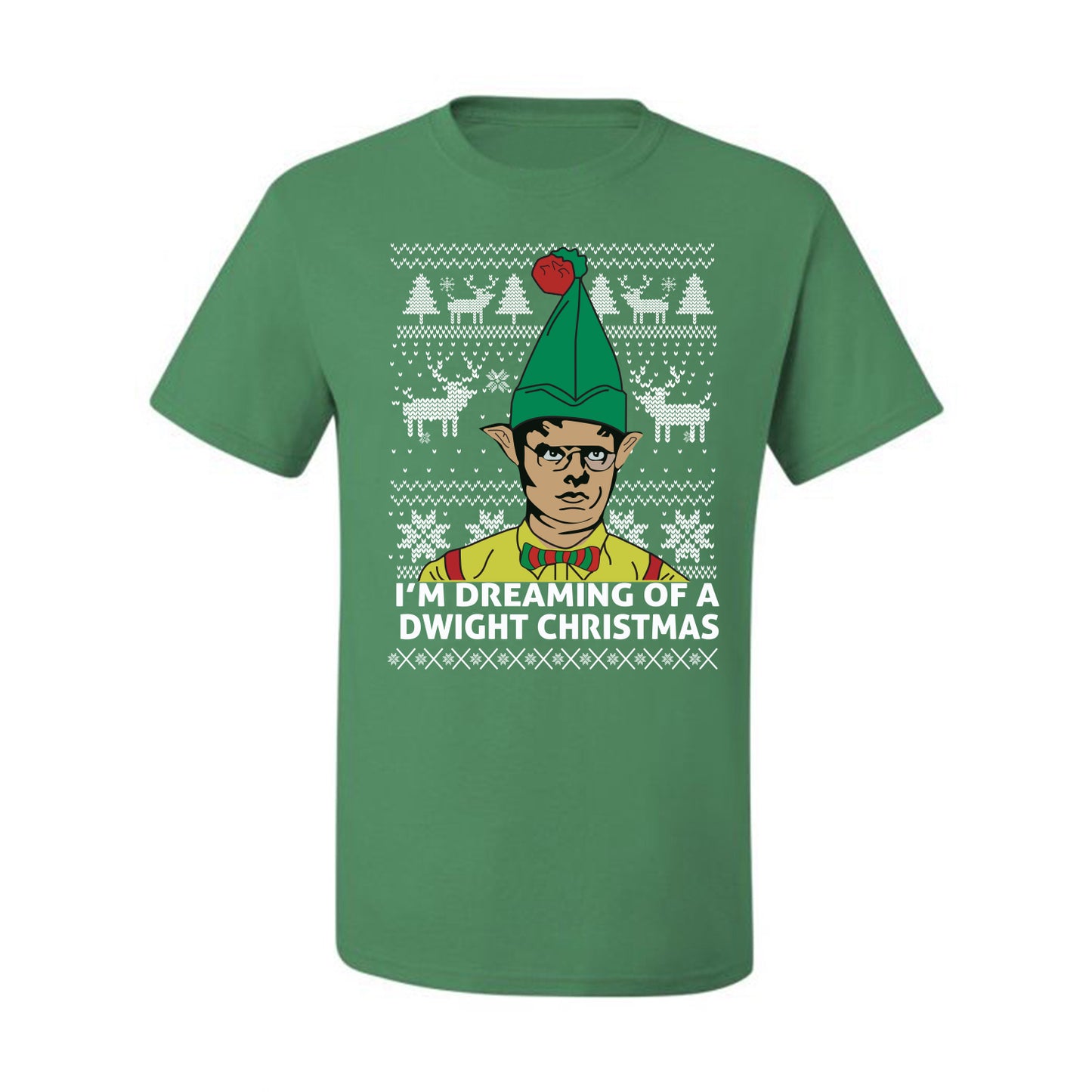 Funny Graphic Shirt Ugly Xmas Holiday T-shirt  The Office Schrute "I'm Dreaming of a Dwight Christmas" Wild Bobby Ugly Christmas T-shirt  Ugly Christmas  Men's T-Shirt
