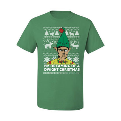 Funny Graphic Shirt Ugly Xmas Holiday T-shirt  The Office Schrute "I'm Dreaming of a Dwight Christmas" Wild Bobby Ugly Christmas T-shirt  Ugly Christmas  Men's T-Shirt