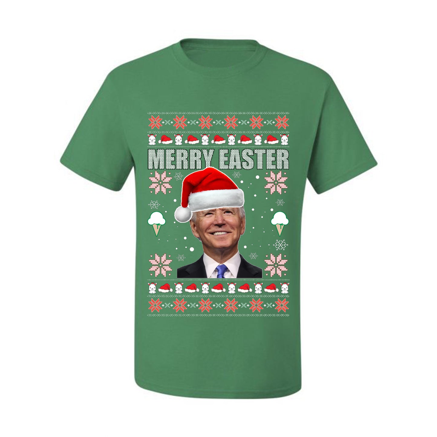 Funny Ugly Xmas Holiday T-shirt  Graphic  Joe Biden Merry Easter Ugly Christmas T-shirt  Ugly Christmas  Men's T-Shirt