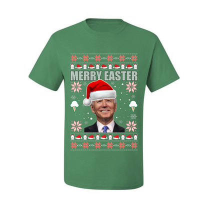 Funny Ugly Xmas Holiday T-shirt  Graphic  Joe Biden Merry Easter Ugly Christmas T-shirt  Ugly Christmas  Men's T-Shirt