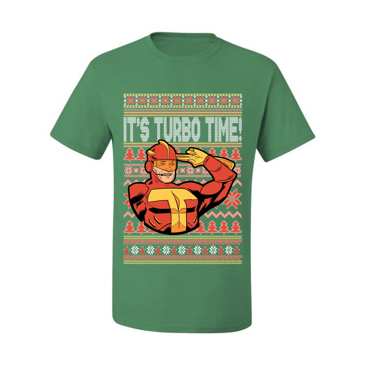 Ugly Xmas Graphic  T-shirt  Turboman It's Turbo Time! Ugly Christmas T-shirt  Ugly Christmas  Men's T-Shirt