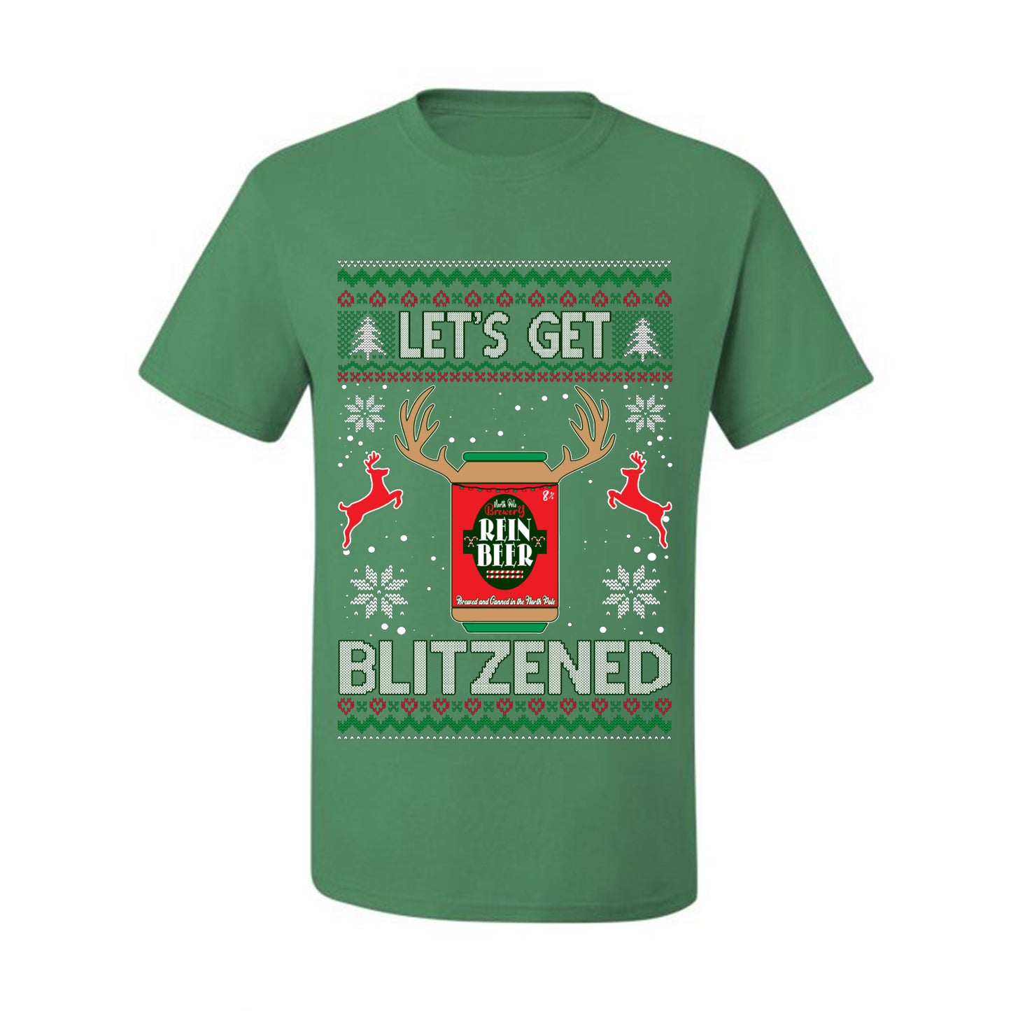 Men's Ugly T-shirt for Christmas Holidays  Shirt Wild Bobby Let's Get Blitzened Rein Beer Ugly Christmas T-shirt  Ugly Christmas  Men's T-Shirt