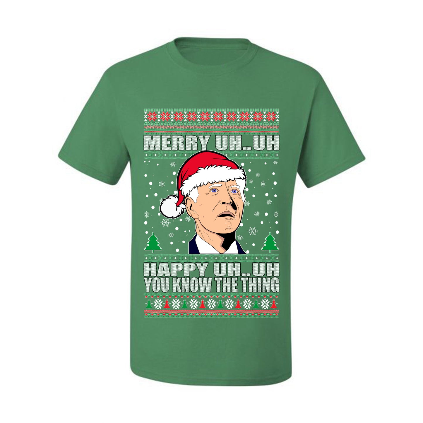 Funny Graphic  Ugly Xmas Holiday T-shirt "Merry UH UH You Know The Thing" Anti Joe Biden Confused Sleepy Old Ugly Christmas T-shirt  Ugly Christmas  Men's T-Shirt