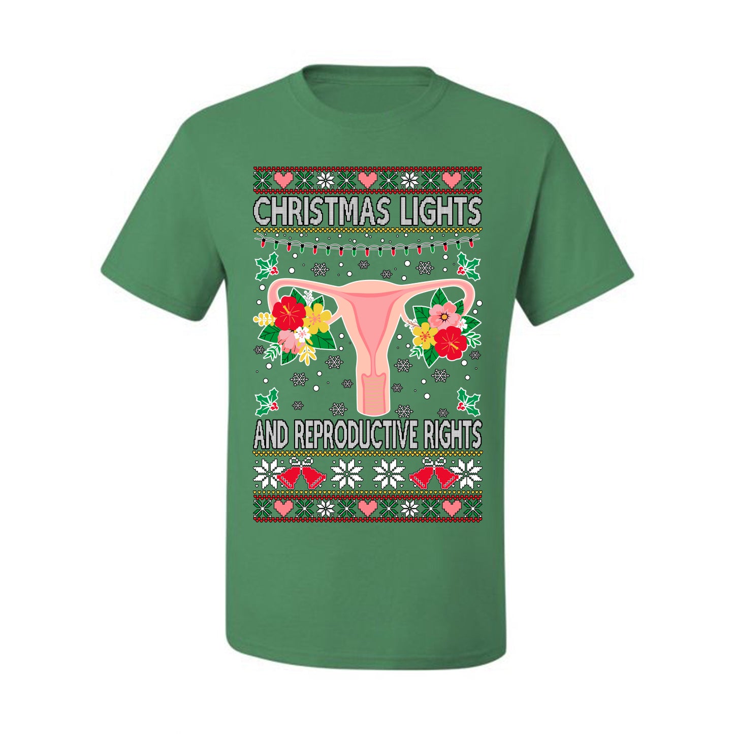 Ugly Christmas T-shirt Graphic  , Christmas Lights & Reproductive Rights Ugly Christmas T-shirt  Ugly Christmas  Men's T-Shirt