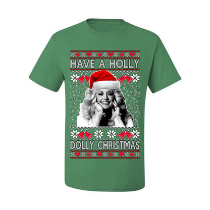 Ugly Xmas Tshirt , "Have a Holly Dolly Christmas" Ugly Christmas Tshirt Men's Graphic T-Shirt Ugly Christmas  Men's T-Shirt
