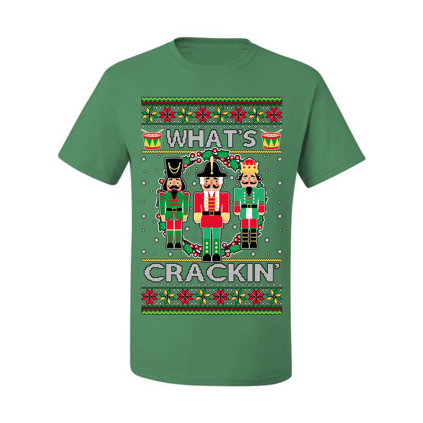 Funny Meme Ugly Xmas Holiday T-shirt Graphic What's Crackin' Nutcracker Ugly Christmas T-shirt  Ugly Christmas  Men's T-Shirt