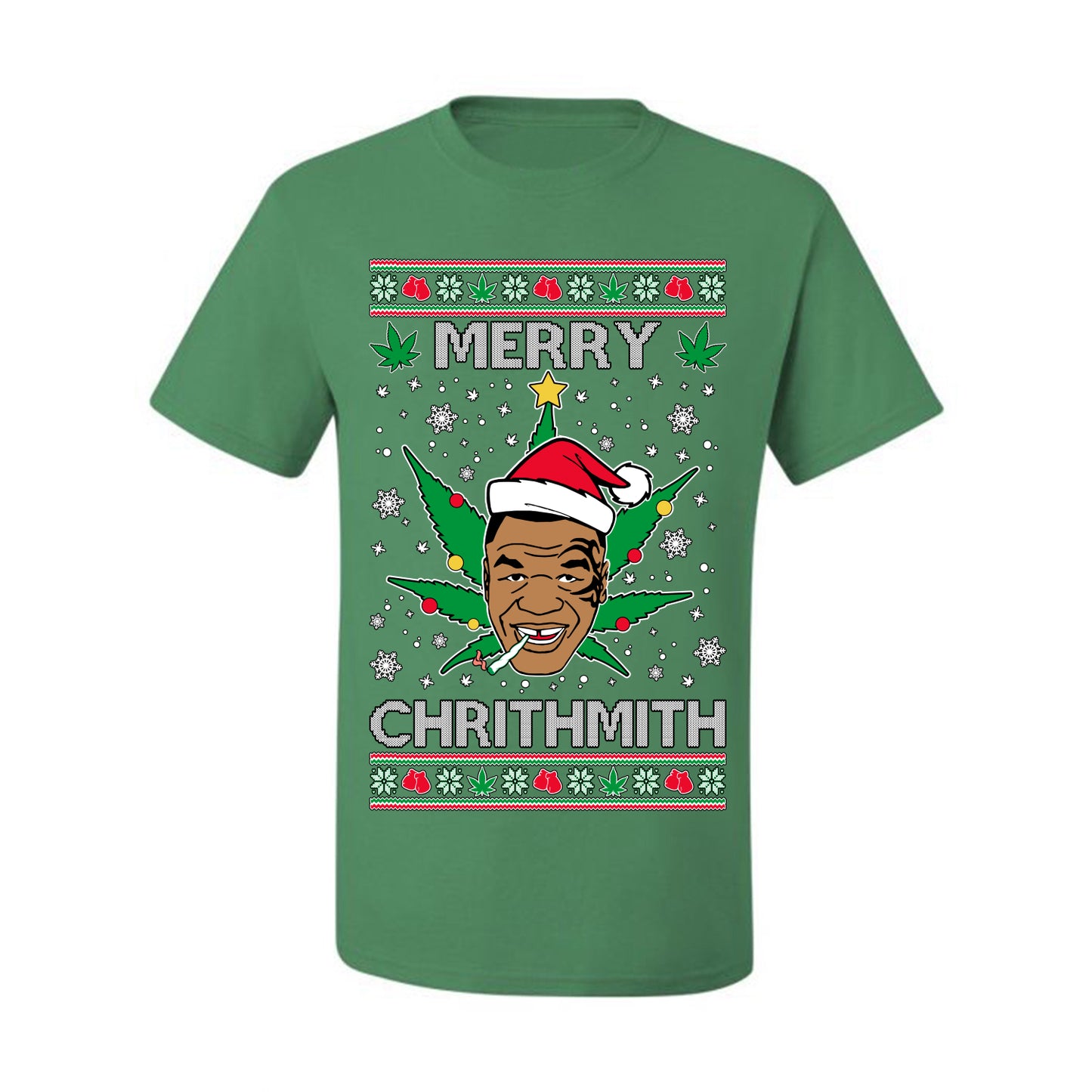 Ugly  Christmas T-shirt  Tyson "Merry Chrithmith" Stoner Weed Pot Leaf Joint Ugly Christmas T-shirt  Ugly Christmas  Men's T-Shirt