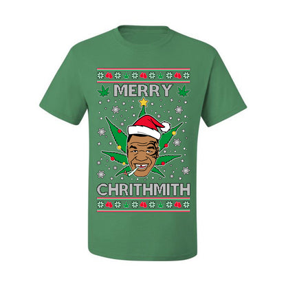 Ugly  Christmas T-shirt  Tyson "Merry Chrithmith" Stoner Weed Pot Leaf Joint Ugly Christmas T-shirt  Ugly Christmas  Men's T-Shirt