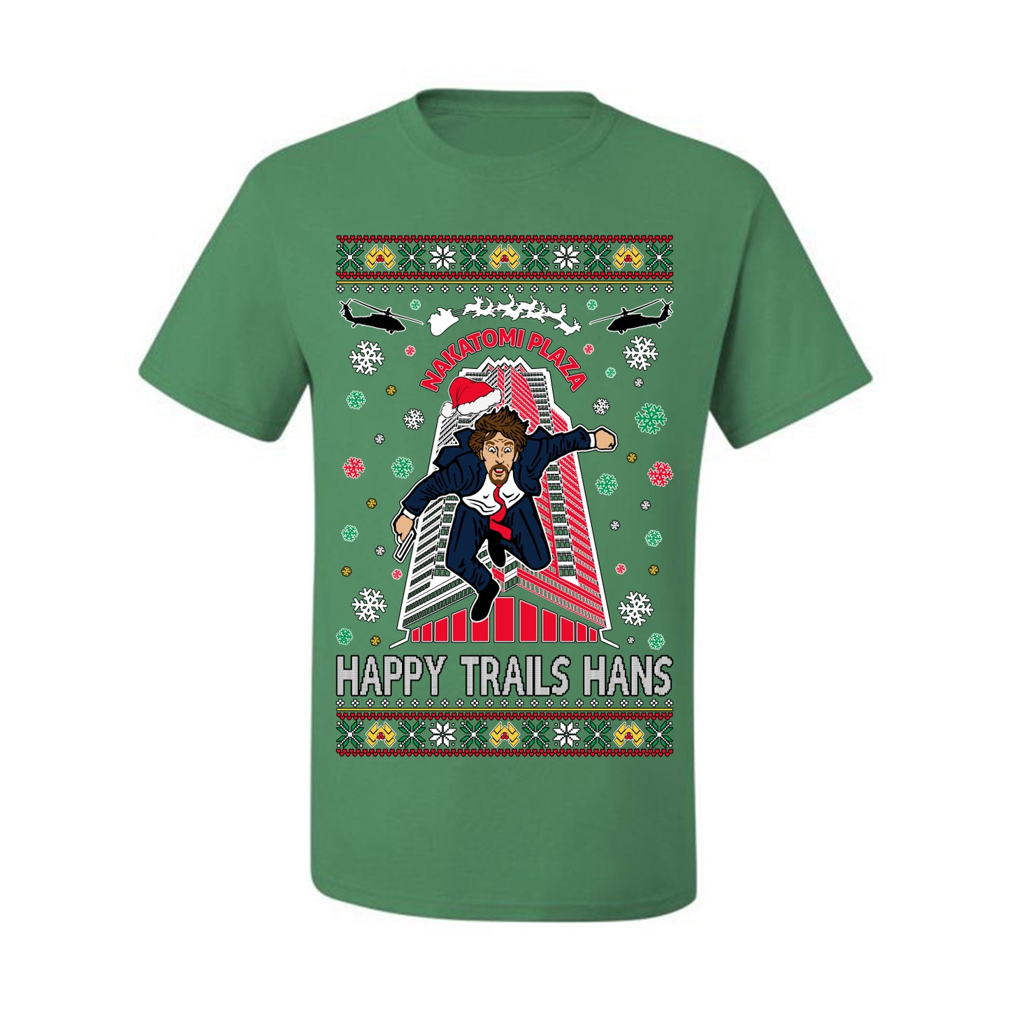 Ugly Holiday Nakatomi Plaza Happy Trails Hans Ugly Christmas T-shirt  Ugly Christmas  Men's T-Shirt