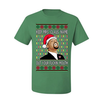 Will Smith Slapping Chris Rock Meme "Get Mrs Claus' Name Out of Your Mouth" , Graphic  Ugly Xmas Tshirt  Ugly Christmas Tshirt Men's Graphic T-Shirt Ugly Christmas  Men's T-Shirt
