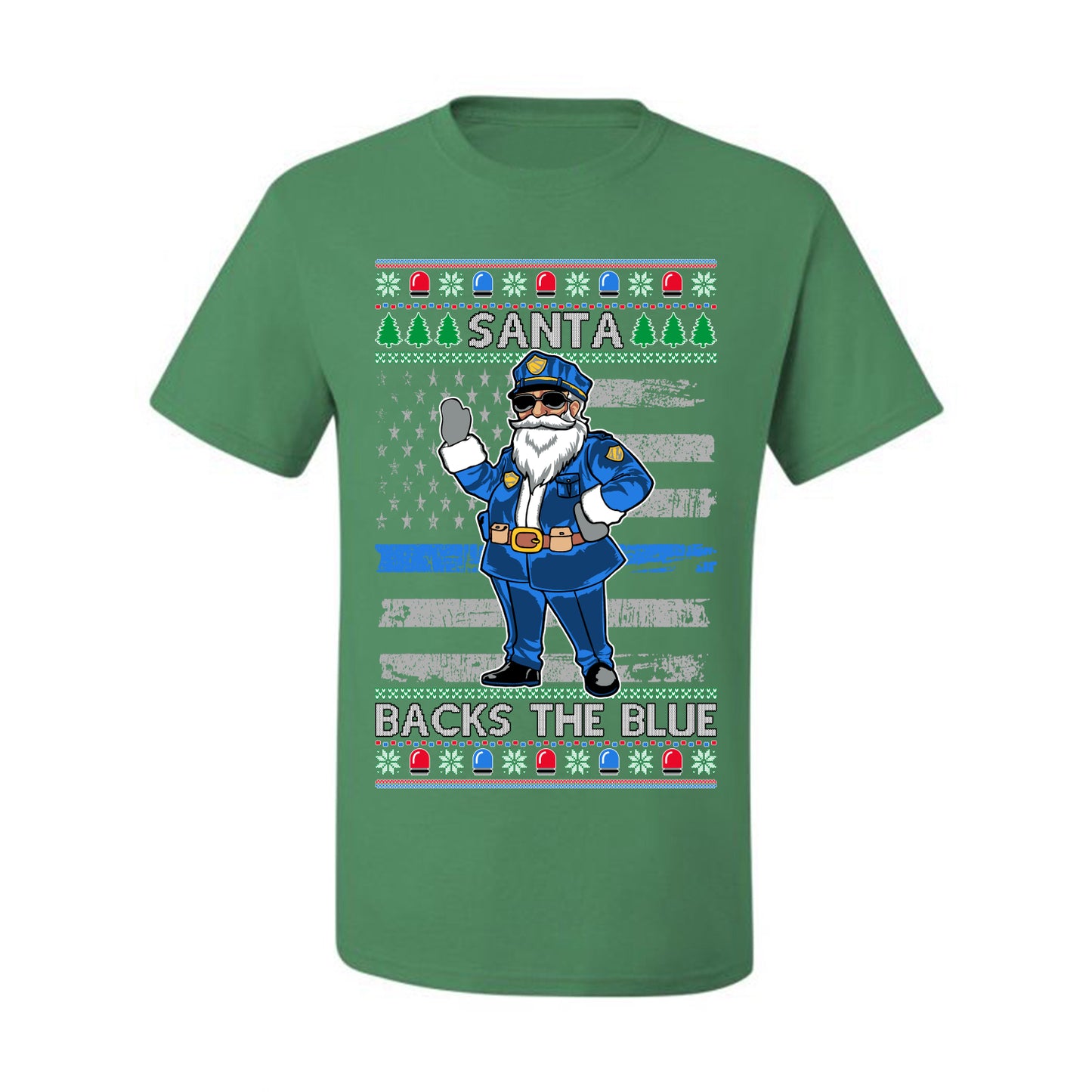 Santa Backs the Blue, Christmas Gifts, Funny Xmas Gift Idea, Ugly Christmas Sweater Men's T-Shirt