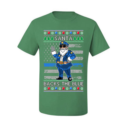 Santa Backs the Blue, Christmas Gifts, Funny Xmas Gift Idea, Ugly Christmas Sweater Men's T-Shirt