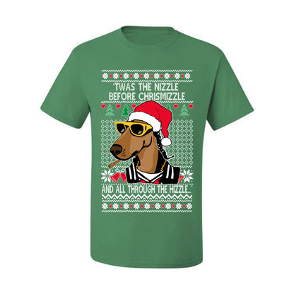 Twas The Nizzle Before Chrismizzle Gangster Dogg Rapper, Christmas Gifts, Funny Xmas Gift Idea, Ugly Christmas Sweater Men's T-Shirt