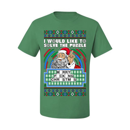 Santa Game Show I'd Like To Solve the Puzzle Wheel Ugly Christmas Sweater, Christmas Gifts, Funny Xmas Gift Idea, Men's T-Shirt