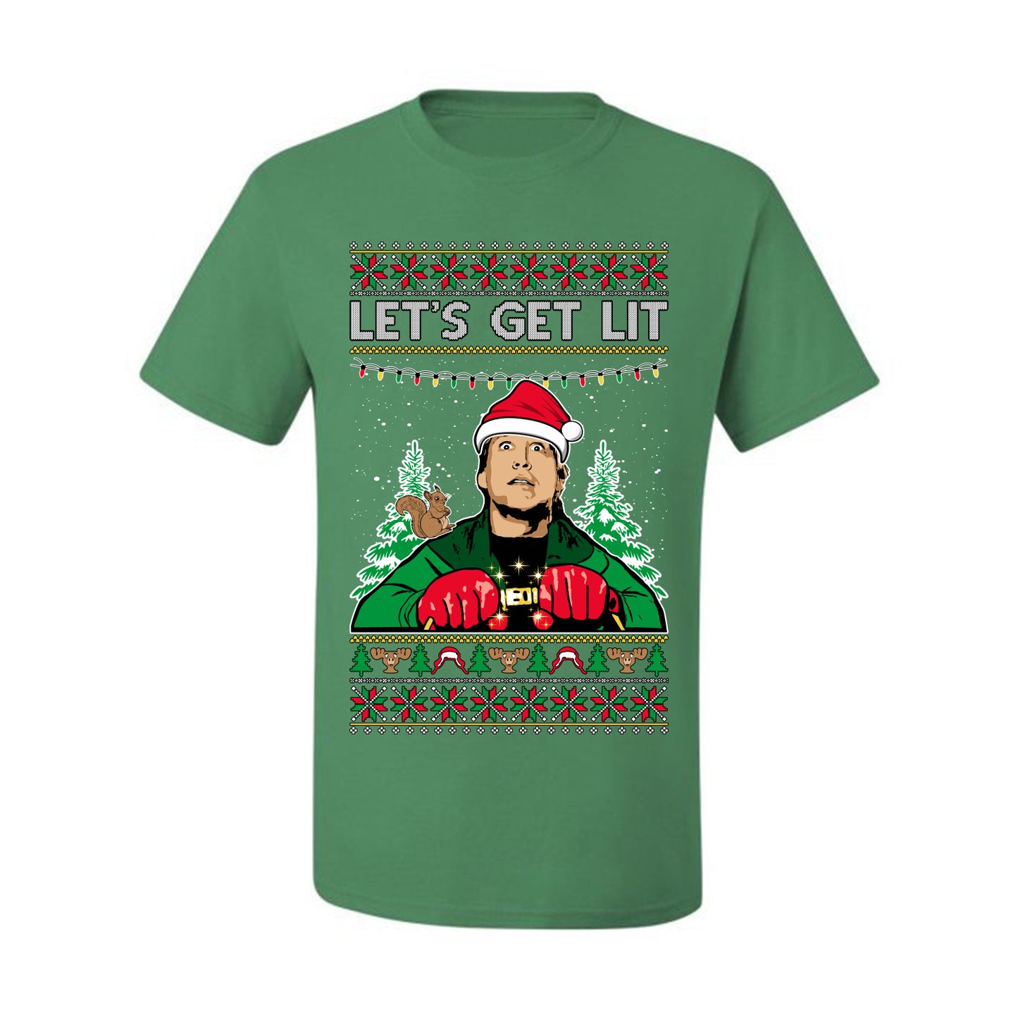 Let's Get Lit Clark Vacation Movie Parody Ugly Christmas Sweater, Christmas Gifts, Funny Xmas Gift Idea, Men's T-Shirt