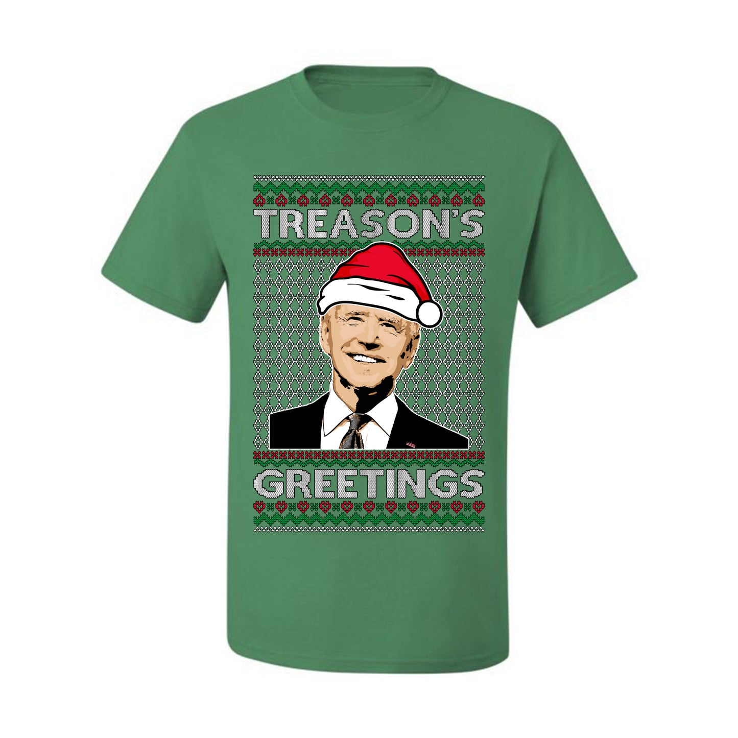 Treason's Greetings Biden President Humor Ugly Christmas Sweater, Christmas Gifts, Funny Xmas Gift Idea, Men's T-Shirt
