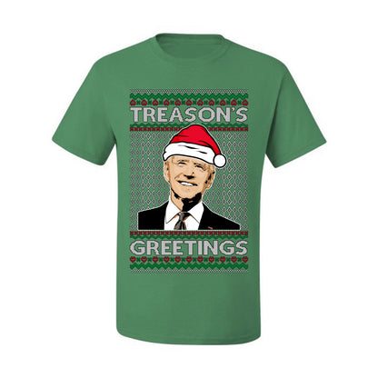 Treason's Greetings Biden President Humor Ugly Christmas Sweater, Christmas Gifts, Funny Xmas Gift Idea, Men's T-Shirt