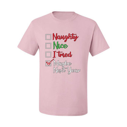 Men's Ugly Christmas  Shirt Naughty Nice I Tried Maybe Next Year Checklist  Ugly Christmas Tshirt Men's Graphic T-Shirt Ugly Christmas  Men's T-Shirt