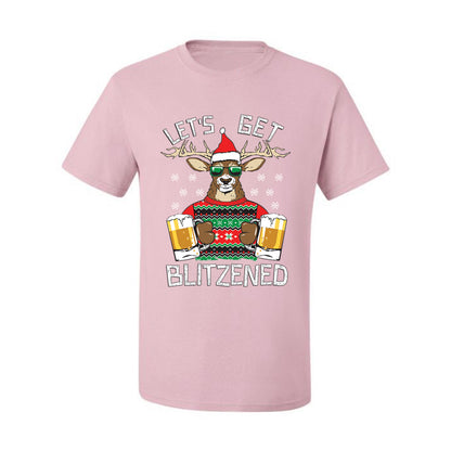 Ugly Xmas Graphic  T-shirt  Lets Get Blitzened Deer With Beer Ugly Christmas T-shirt  Ugly Christmas  Men's T-Shirt
