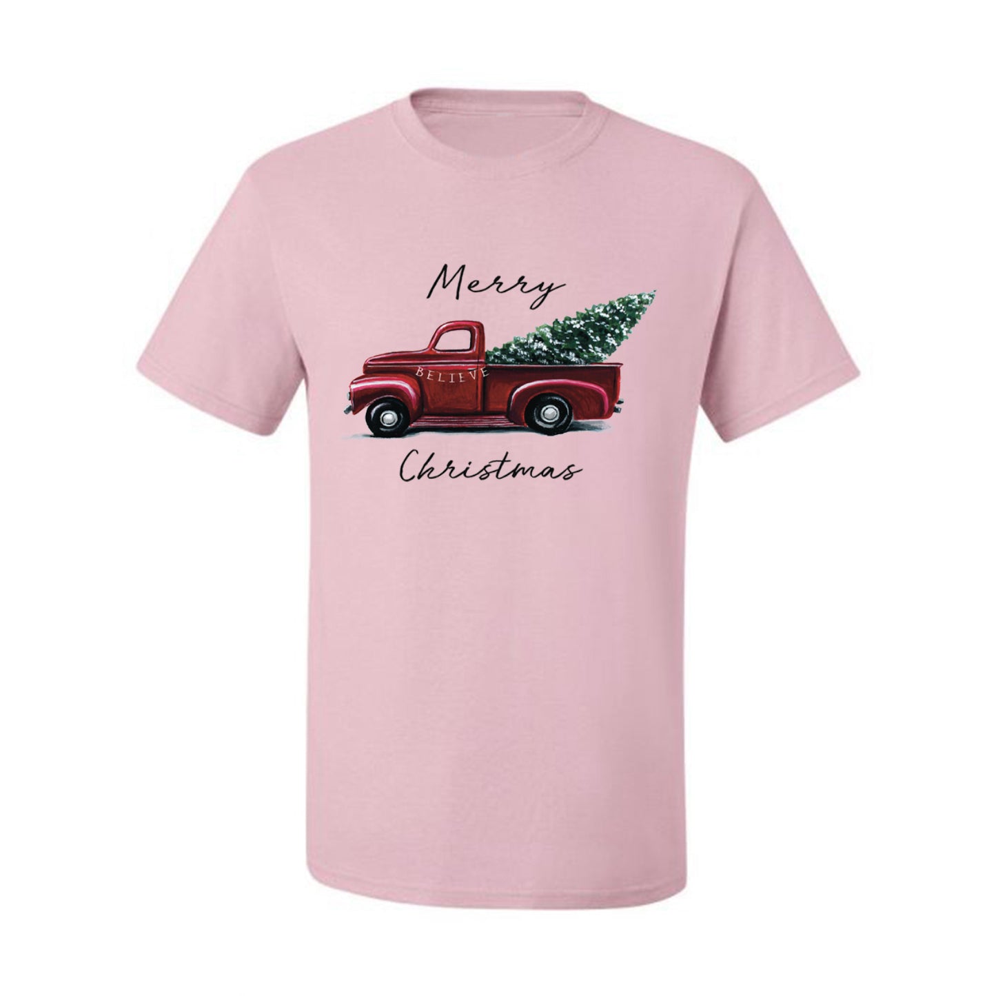 Men's Graphic Shirt, Red Pick Up Truck, Merry Christmas Ugly Christmas Tshirt Men's Graphic T-Shirt Ugly Christmas  Men's T-Shirt