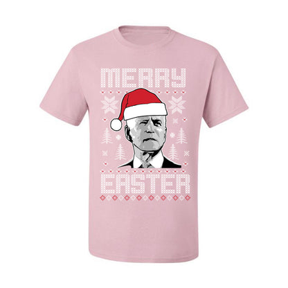 Funny  Ugly Xmas Holiday Tshirt  Merry Easter Biden Santa Hat Ugly Christmas Tshirt Men's Graphic T-Shirt Ugly Christmas  Men's T-Shirt