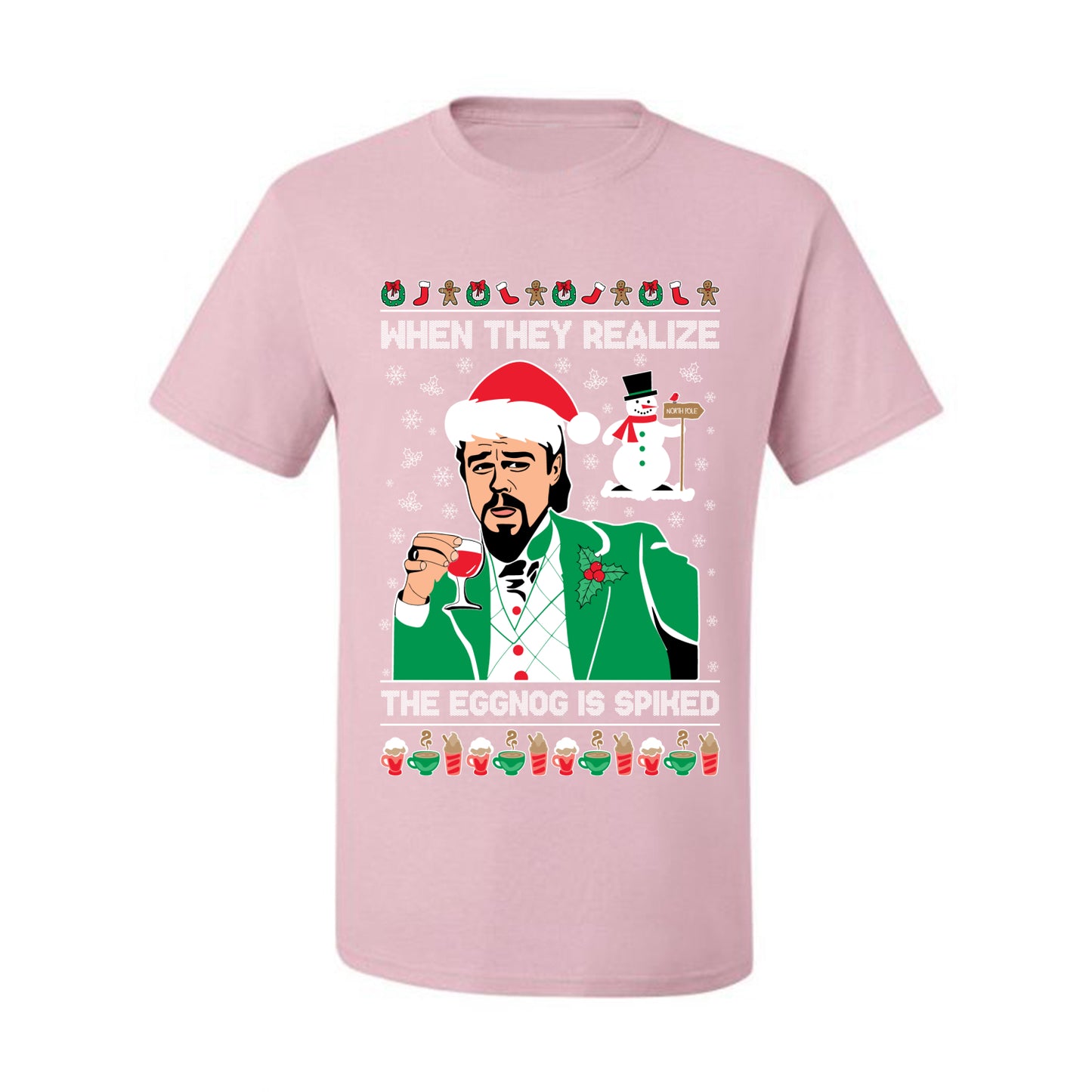Funny  Ugly Xmas Graphic  T-shirt Leo The Eggnog Meme  Ugly Christmas T-shirt  Ugly Christmas  Men's T-Shirt