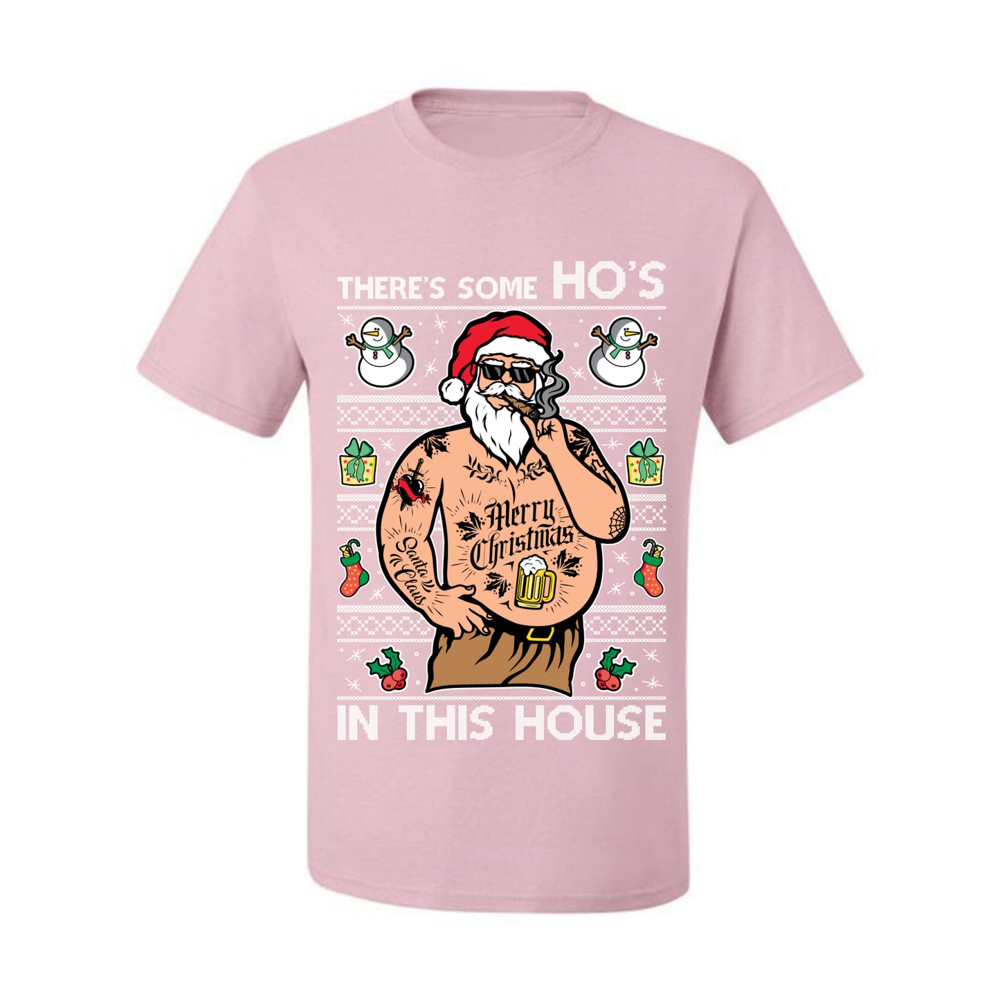 "There's Some Ho's In This House"  Graphic  Ugly Holiday Xmas Tshirt , Wild Bobby Ugly Christmas Tshirt Men's Graphic T-Shirt Ugly Christmas  Men's T-Shirt