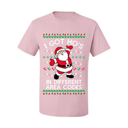 Funny Ugly  Graphic Christmas  T-shirt  "I Got Ho's in Different Area Codes" Ugly Christmas T-shirt  Ugly Christmas  Men's T-Shirt