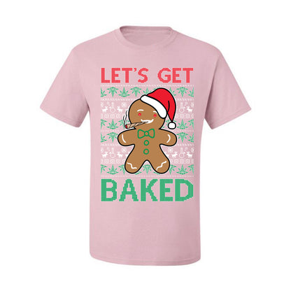 Graphic  Funny  Ugly Xmas Holiday T-shirt  "Lets Get Baked!" Gingerbread Weed Stoner Ugly Christmas T-shirt  Ugly Christmas  Men's T-Shirt