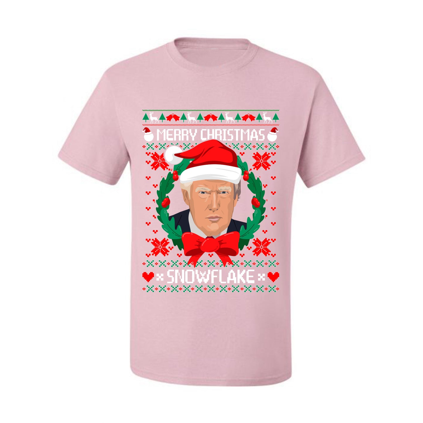 Funny Ugly Xmas Holiday  T-shirt  Trump Merry Christmas Snowflake Ugly Christmas T-shirt  Ugly Christmas  Men's T-Shirt
