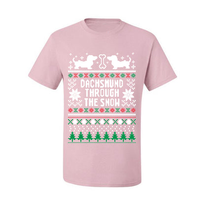 Graphic Daschund Through The Snow Christmas Wild Bobby Ugly Christmas Butcher Apron BBQ Grilling, Kitchen Cooking Ugly Christmas T-shirt  Ugly Christmas  Men's T-Shirt