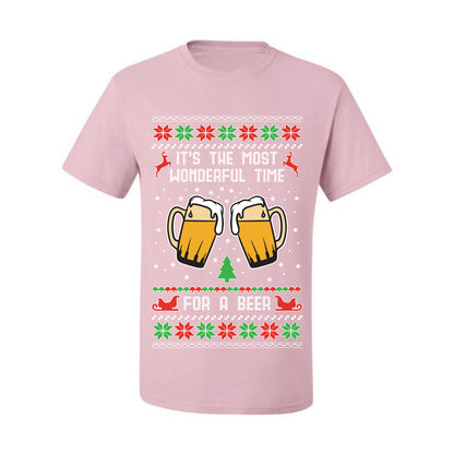Men's Ugly Christmas Tshirt  Shirt, "It's The Most Wonderful Time for a Beer" Ugly Christmas Tshirt Men's Graphic T-Shirt Ugly Christmas  Men's T-Shirt