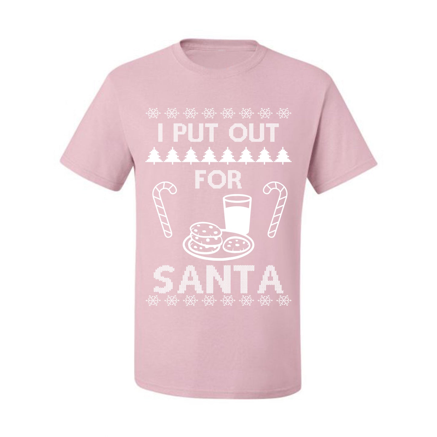 Funny Adult Men's Ugly Holiday Xmas Tshirt, "I Put Out for Santa", Milk Cookies Candy Ugly Christmas Tshirt Men's Graphic T-Shirt Ugly Christmas  Men's T-Shirt